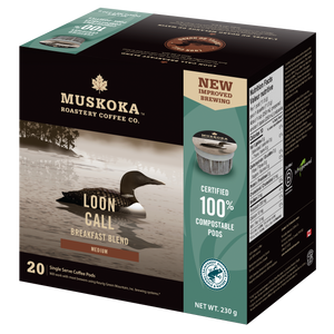 Breakfast Blend Coffee. Best Canadian Coffee. 100% Compostable Pods. Medium Roast Coffee.