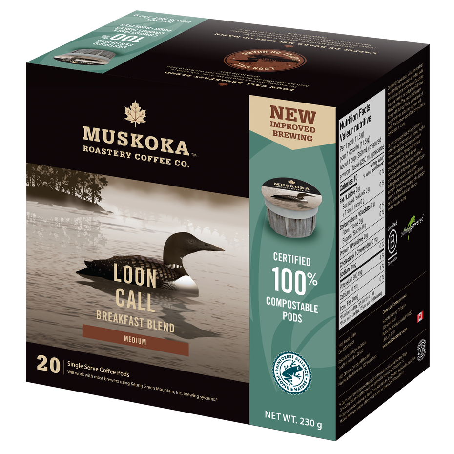 Load image into Gallery viewer, Breakfast Blend Coffee. Best Canadian Coffee. 100% Compostable Pods. Medium Roast Coffee.