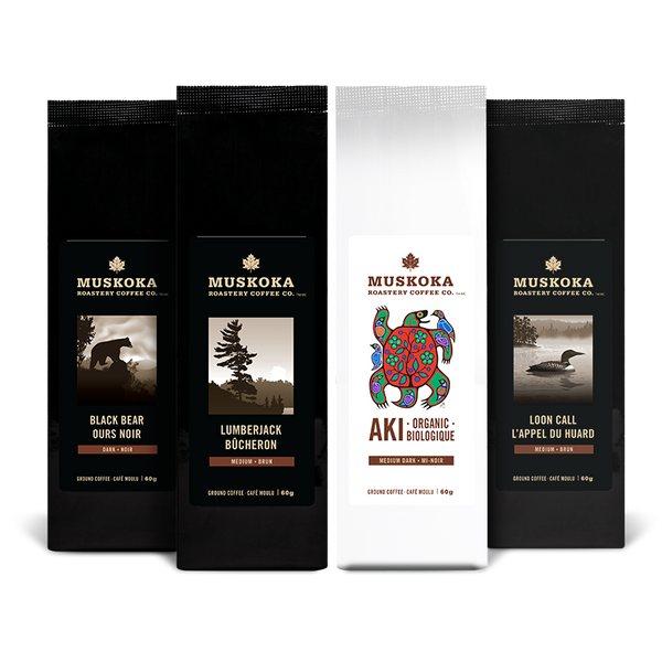 Small batch coffee. organic coffee. Canadian coffee. sampler pack.