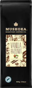 Vanilla Hazelnut Coffee. Canada's best coffee. Canadian coffee. All Natural Flavour. Whole Bean + Ground coffee. 