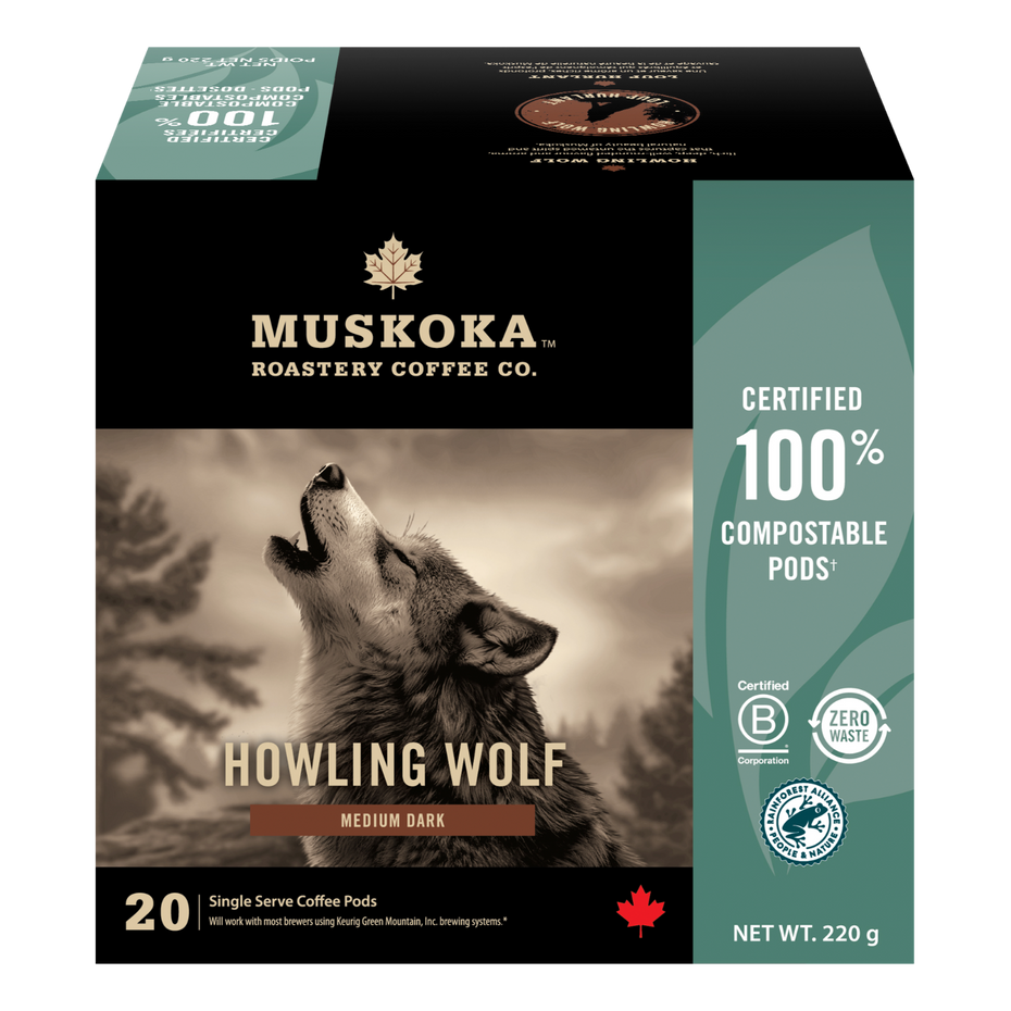 Load image into Gallery viewer, Muskoka Roastery Coffee Co. Howling Wolf coffee pod box on a white background
