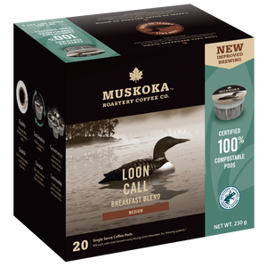 Breakfast Blend Coffee. Best Canadian Coffee. 100% Compostable Pods. Medium Roast Coffee.