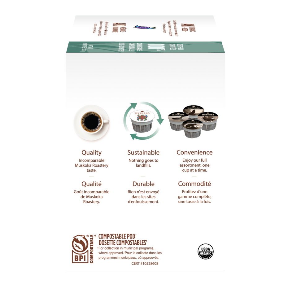 Load image into Gallery viewer, Coffee pod packaging with sustainability features on a white background