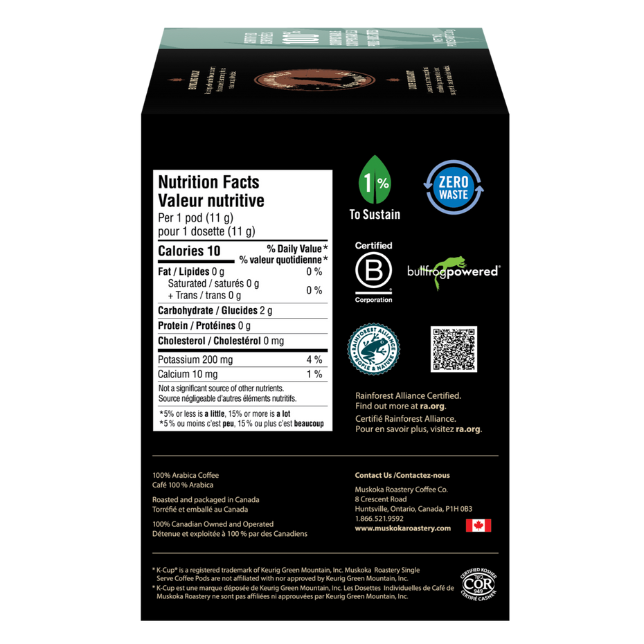 Load image into Gallery viewer, Nutrition facts label on a black box with green accents